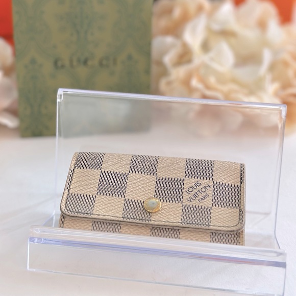 AUTH LOUIS VUITTON Damier Azul Leather Key Case Holder - Picture 1 of 11